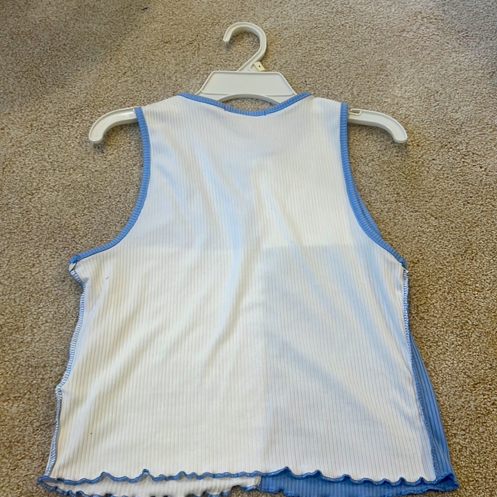 Blue And White Ribbed Tank Size: Small - Picture 3 of 3